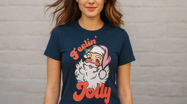 “Festive holiday shirts and seasonal designs from Bougie Prints displayed in a cheerful 16:9 collection image.