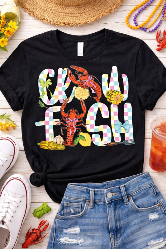 Crawfish Checkered Print T-Shirt